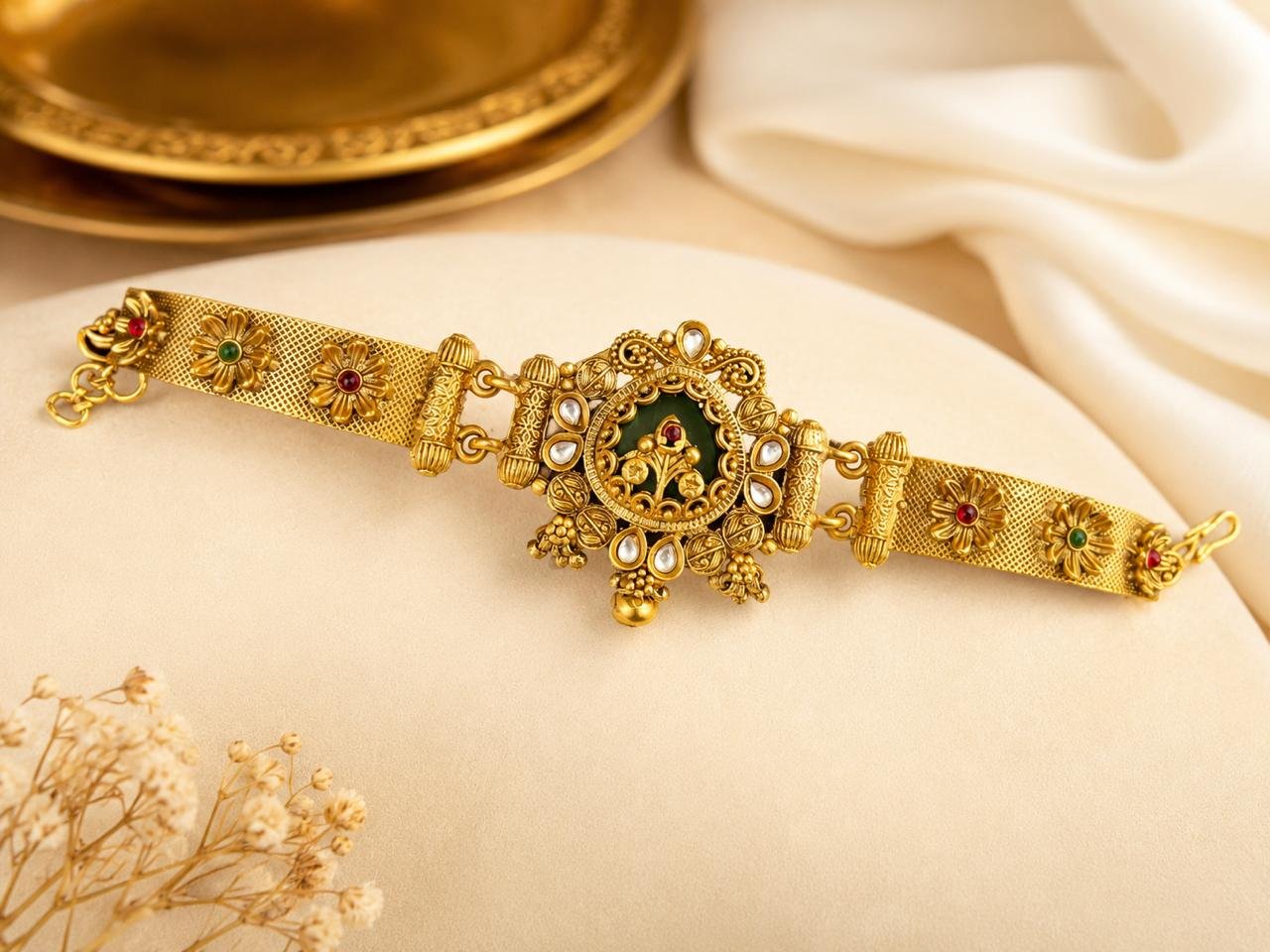 Antique Gold Rajasthani Meenakari Bracelet